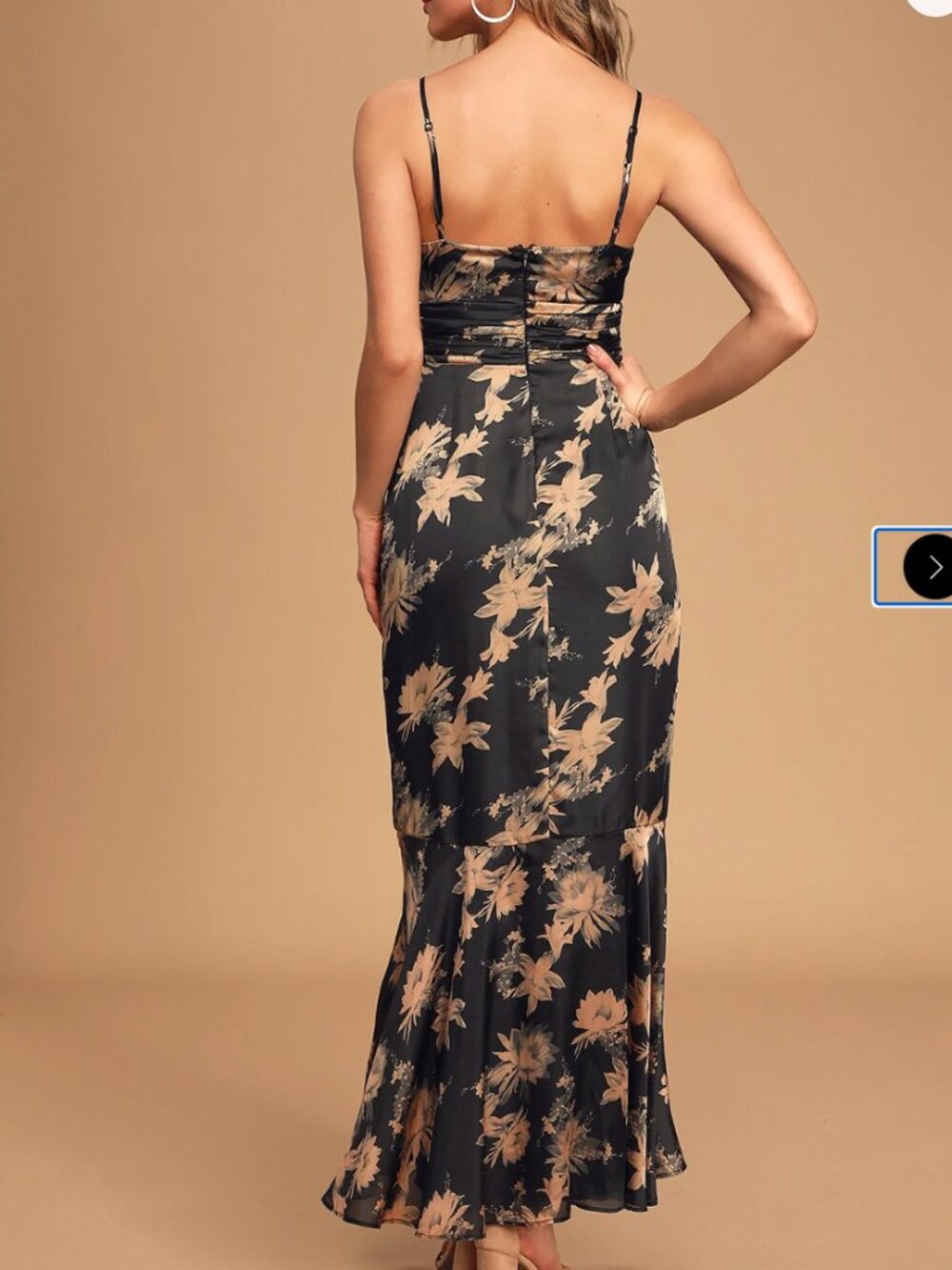Lulu's NWT Black Floral Print Pleated Maxi Dress Sz M - Picture 2 of 12